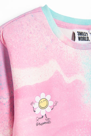 T-shirt tie and dye Smiley - Rosa e azul-celeste
