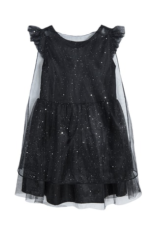 Vestido bi-matéria e bandolete com orelhas Preto