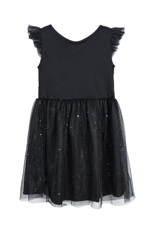 Vestido bi-matéria e bandolete com orelhas Preto