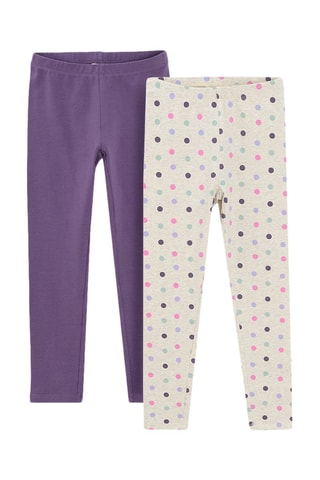 2 leggings - Violet et écru
