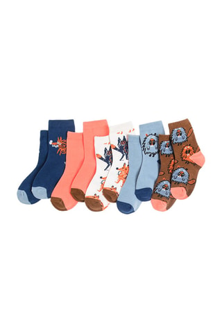 5 paires de chaussettes Bleu marine, corail et blanc