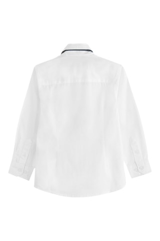 Camisa e laço - Cru e azul-marinho