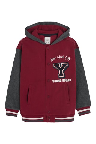 Teddy com capuz - Vermelho e cinzento-escuro mesclado