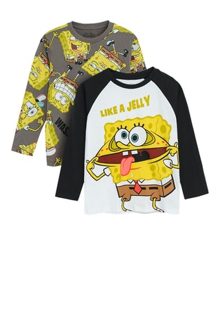 2 t-shirts Sponge Bob - Branco e castanho