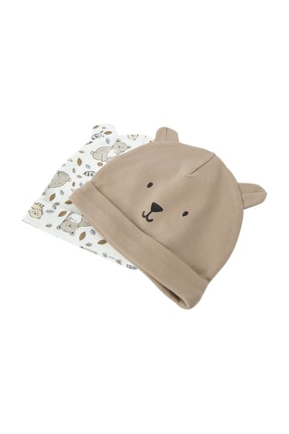 2 gorros com orelhas - Branco e castanho