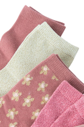 5 pares de meias - Rosa envelhecido, cru e rosa