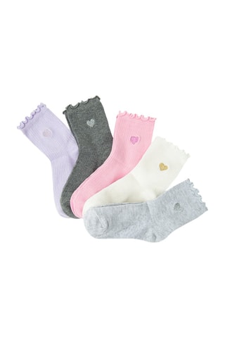 5 paires de chaussettes - Mauve, gris chiné et rose poudré
