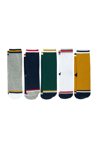 5 paires de chaussettes - Gris et vert foncé