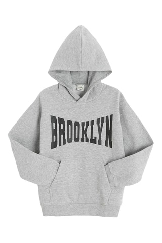 Sweat com capuz - Cinzento mesclado