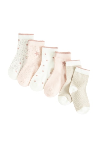 5 pares de meias - Rosa e branco