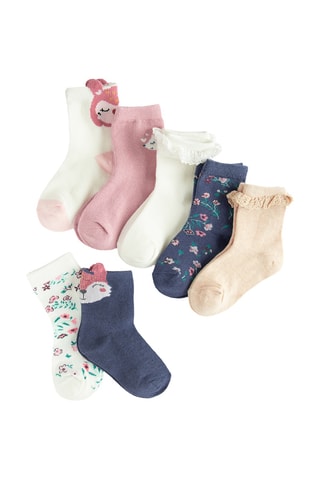 7 paires de chaussettes - Rose et blanc