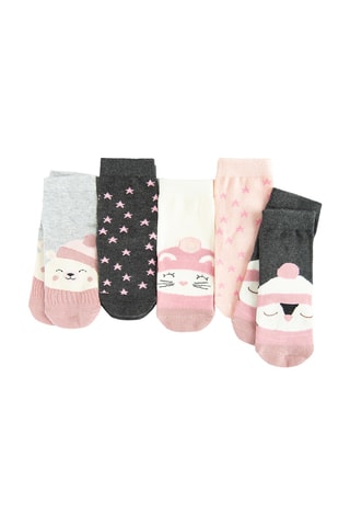 5 paires de chaussettes - Gris foncé et rose