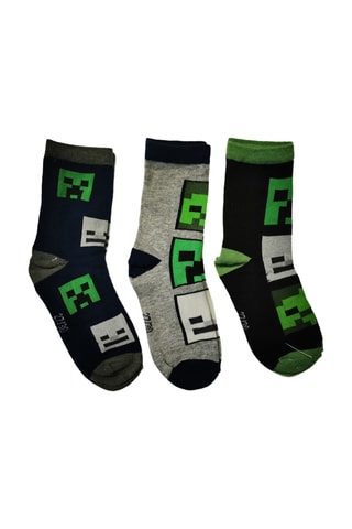 3 paires de chaussettes Minecraft - Bleu marine et gris chiné