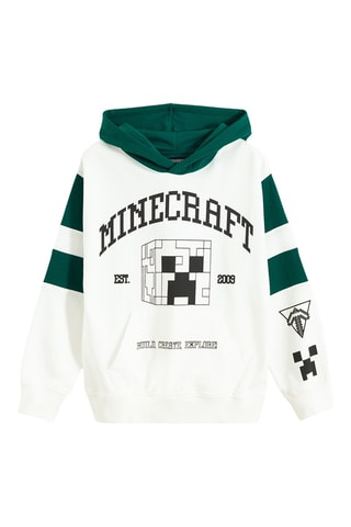 Sweat à capuche Minecraft - Blanc et vert