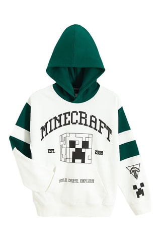 Sweat à capuche Minecraft - Blanc et vert