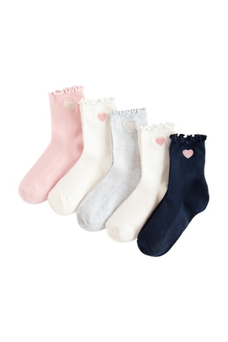 5 pares de meias - Azul-marinho e rosa