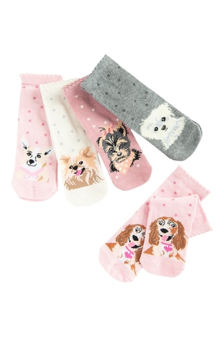 5 pares de meias - Cinzento e rosa