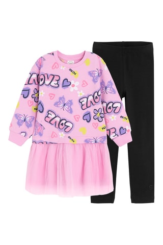 Vestido e leggings - Preto e rosa