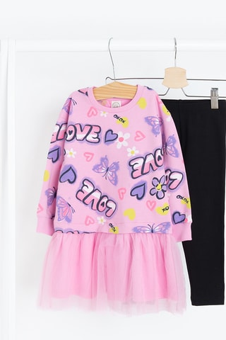 Vestido e leggings - Preto e rosa