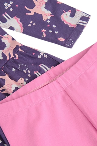Vestido e leggings - Violeta e rosa
