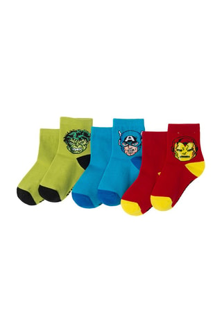 3 paires de chaussettes Avengers Marvel - Vert citron et bleu clair