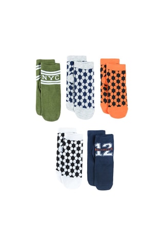 5 paires de chaussettes Vert, gris chiné et orange