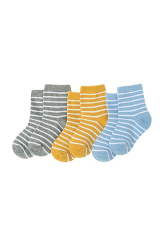 3 paires de chaussettes - Gris chiné, jaune et ciel