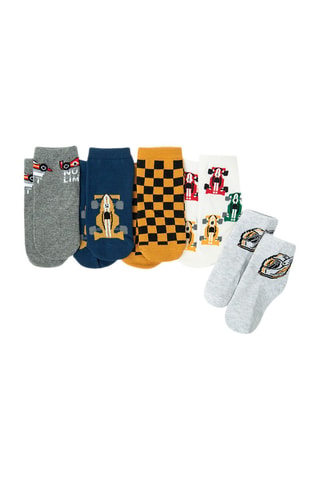 5 paires de chaussettes - Gris chiné, bleu canard et moutarde
