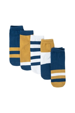 5 paires de chaussettes - Bleu cobalt, jaune et blanc