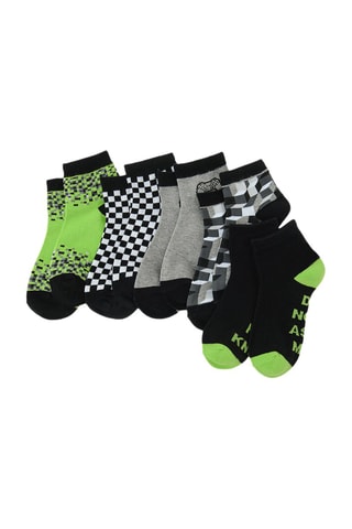 5 paires de chaussettes - Vert fluo, noir et gris chiné