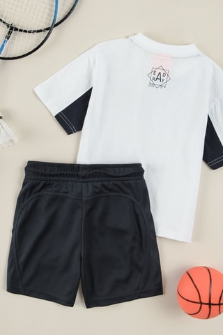 T-shirt e calções - Branco e azul-noite