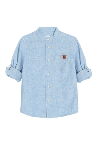 Camisa em linho - Azul-claro mesclado