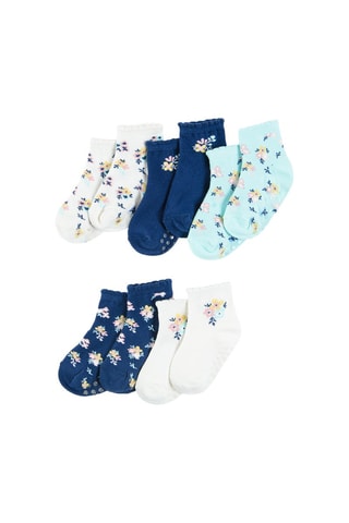 5 paires de chaussettes antidérapantes Blanc, bleu foncé et turquoise
