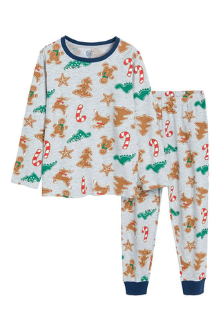 Pyjama Gris clair chiné et camel