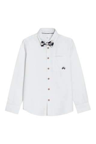 Camisa e laço Branco e azul-marinho
