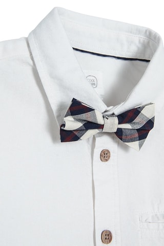 Camisa e laço Branco e azul-marinho