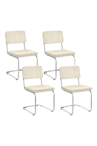 Sillas Naya de terciopelo color crema y patas de metal cantilever - Pack de 4