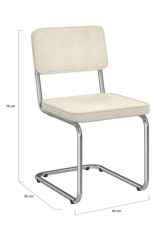 Sillas Naya de terciopelo color crema y patas de metal cantilever - Pack de 4