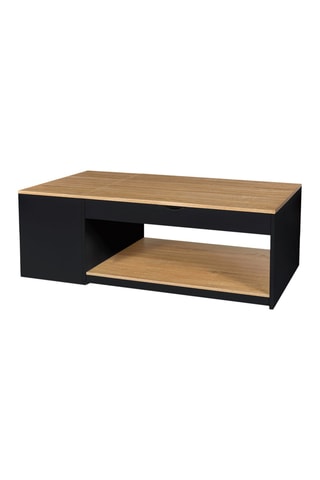 Mesa de centro elevable Elina - Negro e imitación madera - 110 x 45 x 60 cm