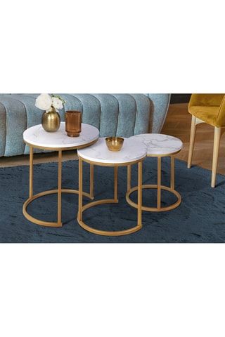 3 mesas de centro encajables redondas Glam - 35 x 35/40 x 40/45 x 45 cm