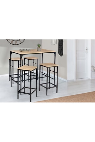 Mesa de bar y 4 taburetes Pharell - 100 x 60 x 95 cm y 32 x 32 x 67 cm
