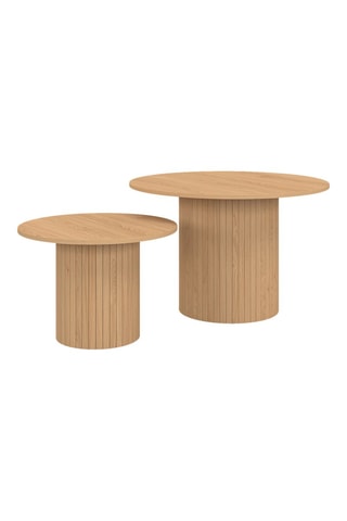 Mesas de centro redondas encajables Alvar de madera y patas de listones - Pack de 2