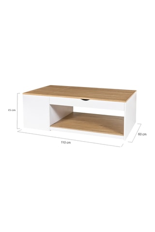 Mesa de centro elevable con arcón Elina - 110 x 45 x 60 cm