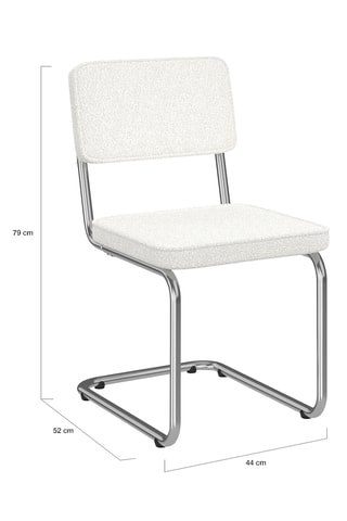 Sillas Naya de tela de rizo crema y patas de metal cantilever - Pack de 4