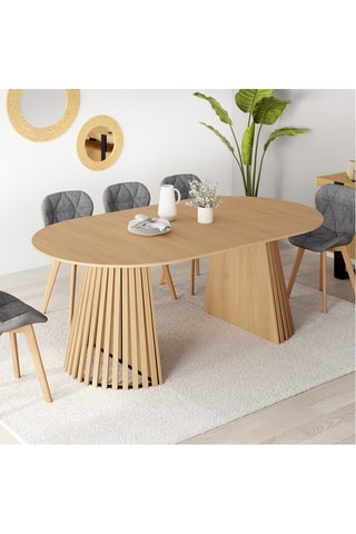 Mesa de comedor redonda extensible Camélia de madera y patas de lamas 110-200 cm