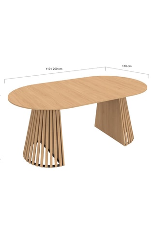 Mesa de comedor redonda extensible Camélia de madera y patas de lamas 110-200 cm