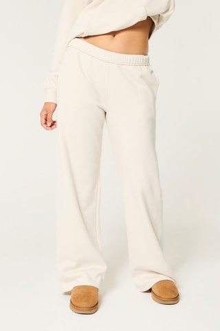 Pantalon wide legs polaire - Beige