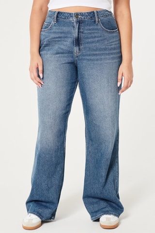 Jean baggy taille haute - Bleu marine