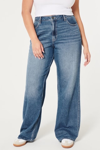 Jean baggy taille haute - Bleu marine
