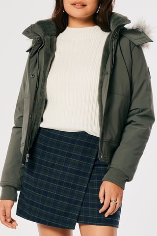 Bomber à capuche - Kaki